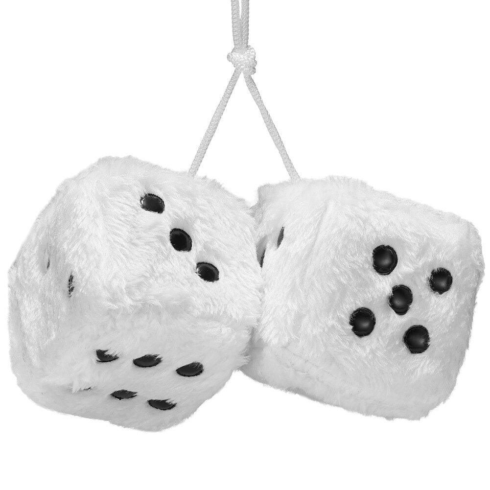 Auto Pendants Fuzzy Plush Dice Dots Rear View Mirror Hanger Cube Decoration Car Styling Accessories Ornament 1 Pair - KinglyDay