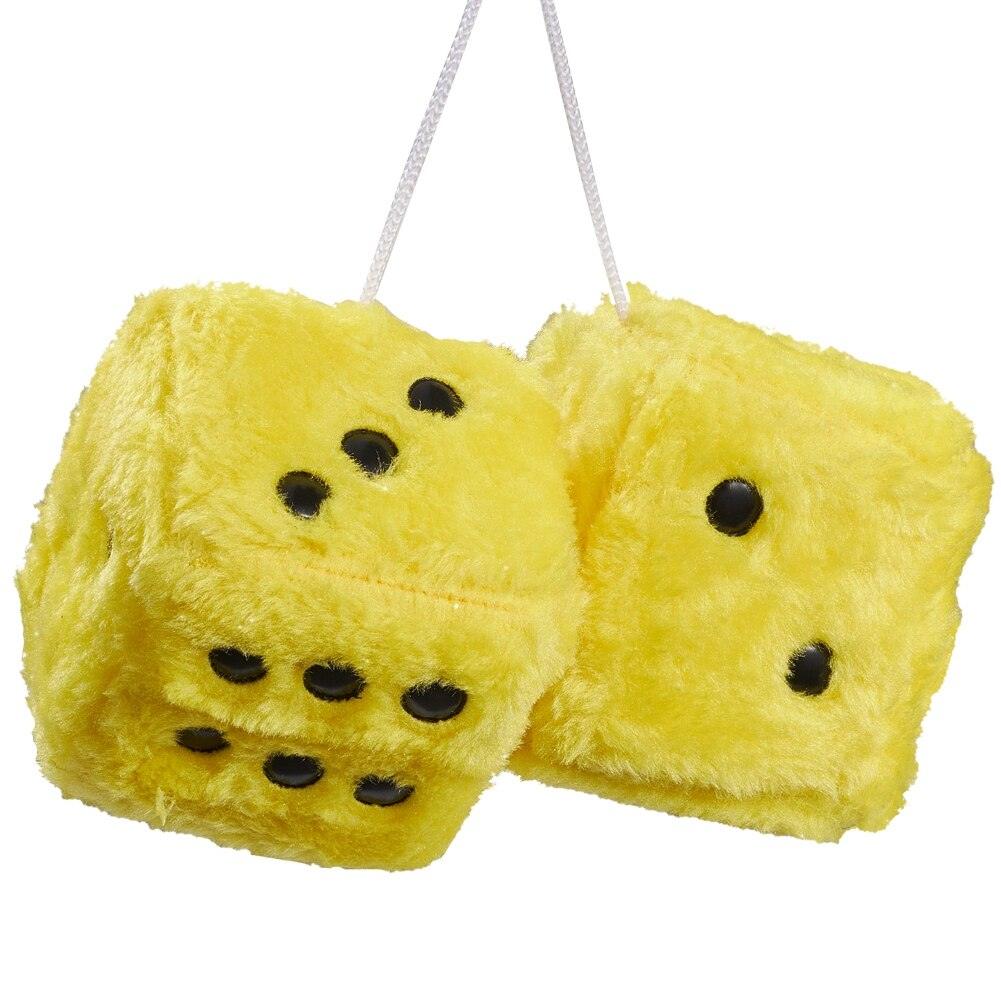 Auto Pendants Fuzzy Plush Dice Dots Rear View Mirror Hanger Cube Decoration Car Styling Accessories Ornament 1 Pair - KinglyDay