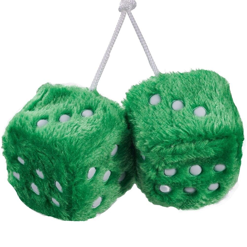 Auto Pendants Fuzzy Plush Dice Dots Rear View Mirror Hanger Cube Decoration Car Styling Accessories Ornament 1 Pair - KinglyDay