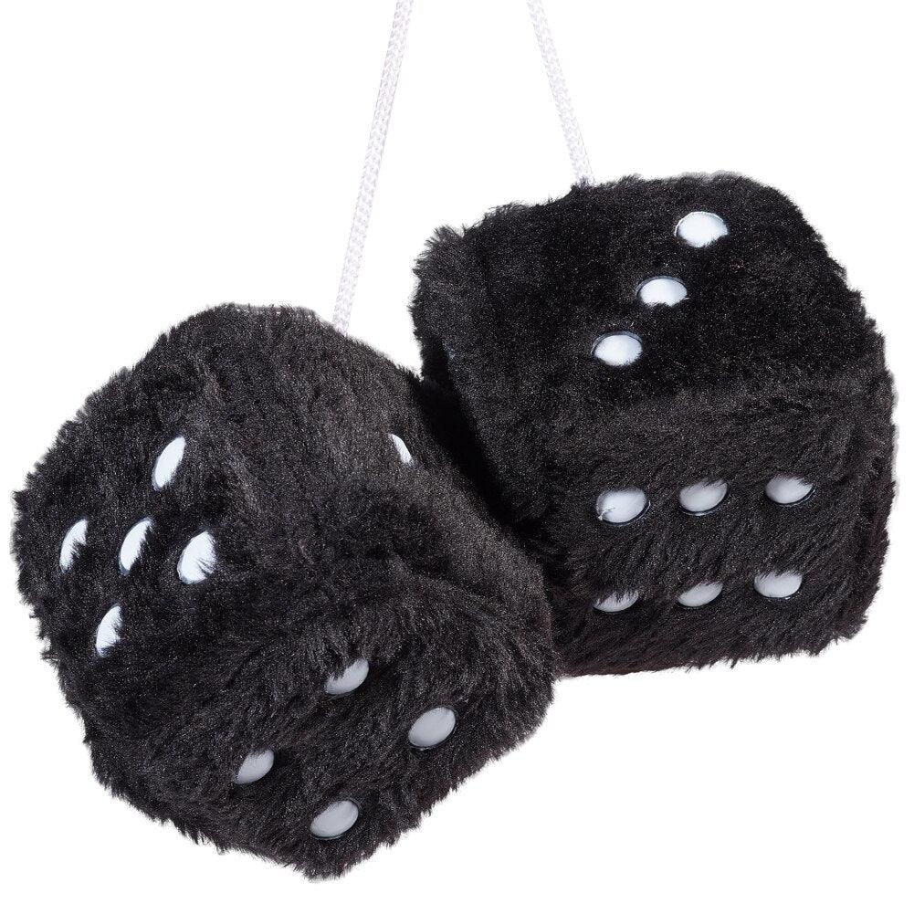 Auto Pendants Fuzzy Plush Dice Dots Rear View Mirror Hanger Cube Decoration Car Styling Accessories Ornament 1 Pair - KinglyDay