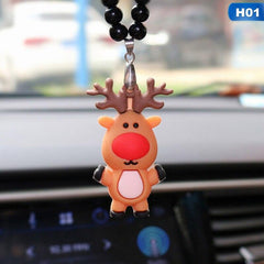 Christmas Tree Snowman Elk Car Pendant Ornament Santa Claus Hanging Decor Auto Rearview Mirror Car Styling Pendants - KinglyDay