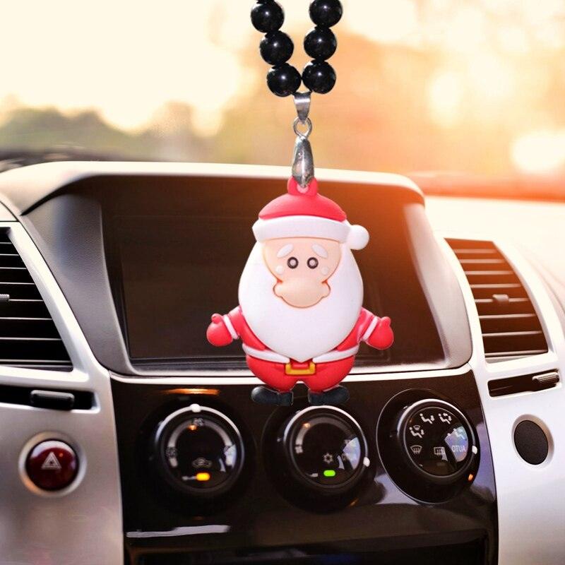 Christmas Tree Snowman Elk Car Pendant Ornament Santa Claus Hanging Decor Auto Rearview Mirror Car Styling Pendants - KinglyDay