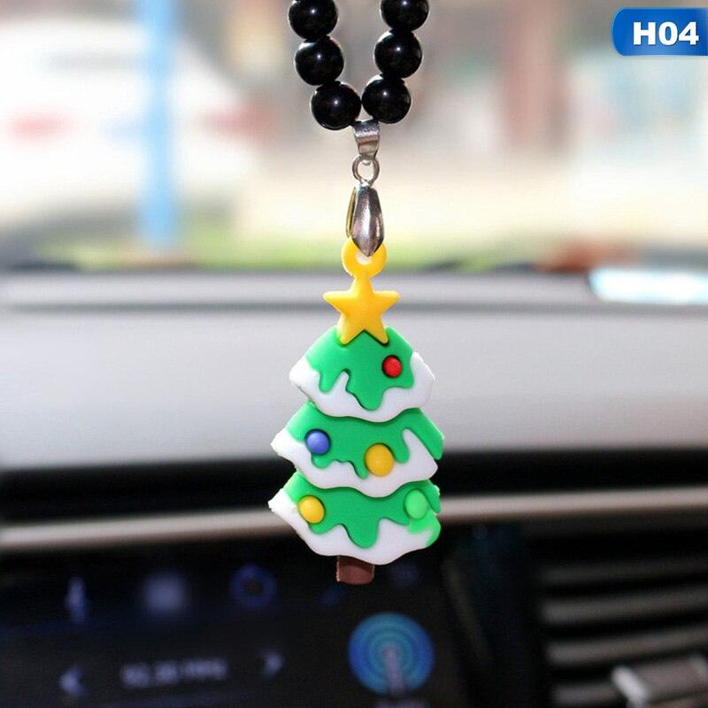 Christmas Tree Snowman Elk Car Pendant Ornament Santa Claus Hanging Decor Auto Rearview Mirror Car Styling Pendants - KinglyDay