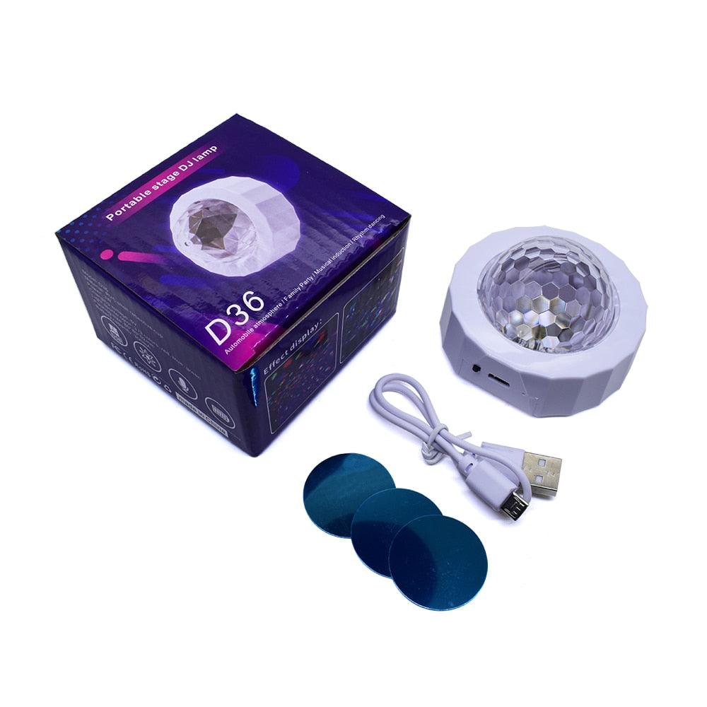 Car Atmosphere Light USB Charging Voice Controlled LED Stage Decoration Light Disco Magic Ball Christmas Music Rhythm Light - KinglyDay