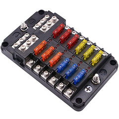 Car Boat Fuse Box Holder With 6 Ways 12 Ways Blade Fuse Holder Block & Warning Indicator 12V 36V Power Distribution Panel Board - KinglyDay