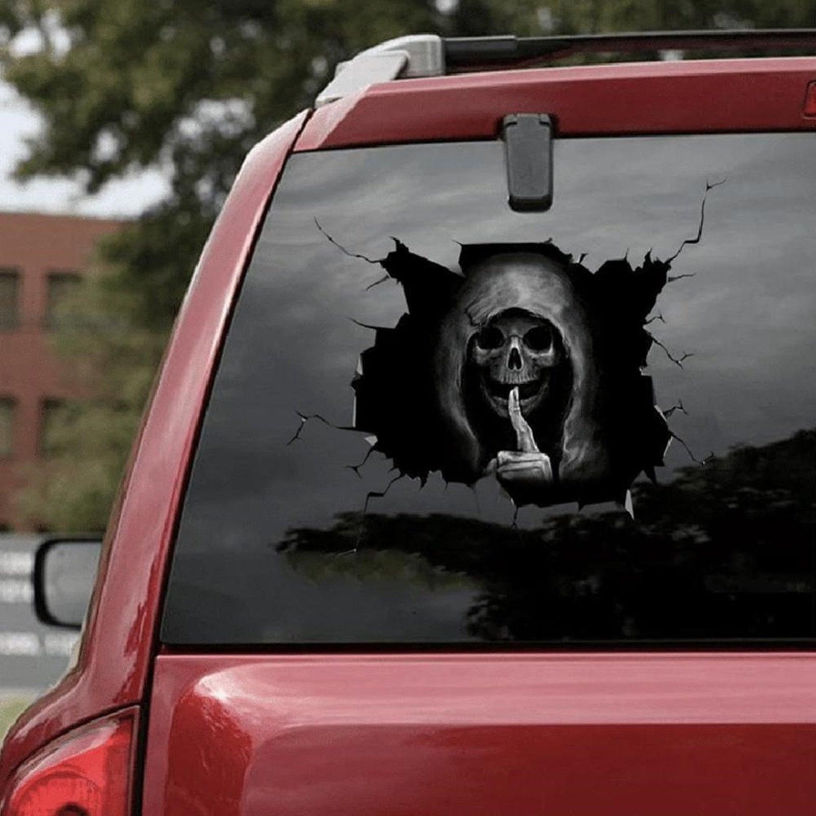 Car Decal Sticker 3D Scary Skull Stickers Auto Window Bumper Decro Wall Sticker Halloween Home Door Wall Sticker Car Accessories - KinglyDay