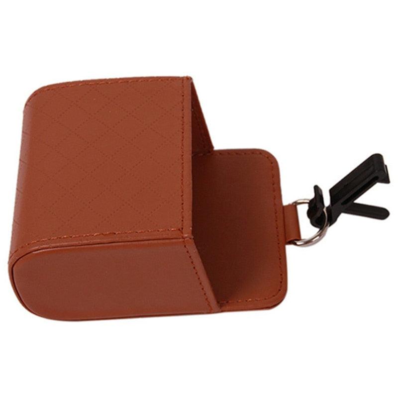 Car Outlet Vent Seat Back Tidy Storage Box PU Leather Coin Bag Case Pocket Organizer Hanging Holder Pouch Automobile Accessories - KinglyDay