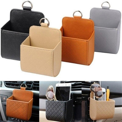 Car Outlet Vent Seat Back Tidy Storage Box PU Leather Coin Bag Case Pocket Organizer Hanging Holder Pouch Automobile Accessories - KinglyDay