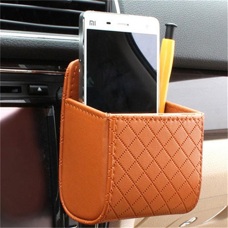 Car Outlet Vent Seat Back Tidy Storage Box PU Leather Coin Bag Case Pocket Organizer Hanging Holder Pouch Automobile Accessories - KinglyDay