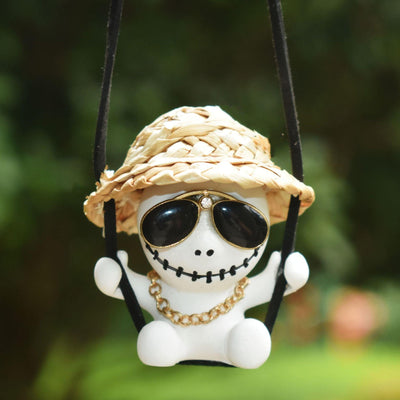 Car Rearview Mirror Creative Pendant Halloween Skull Pendant Car Interior Decoration Supplies Car Interior Accessories Pendant - KinglyDay