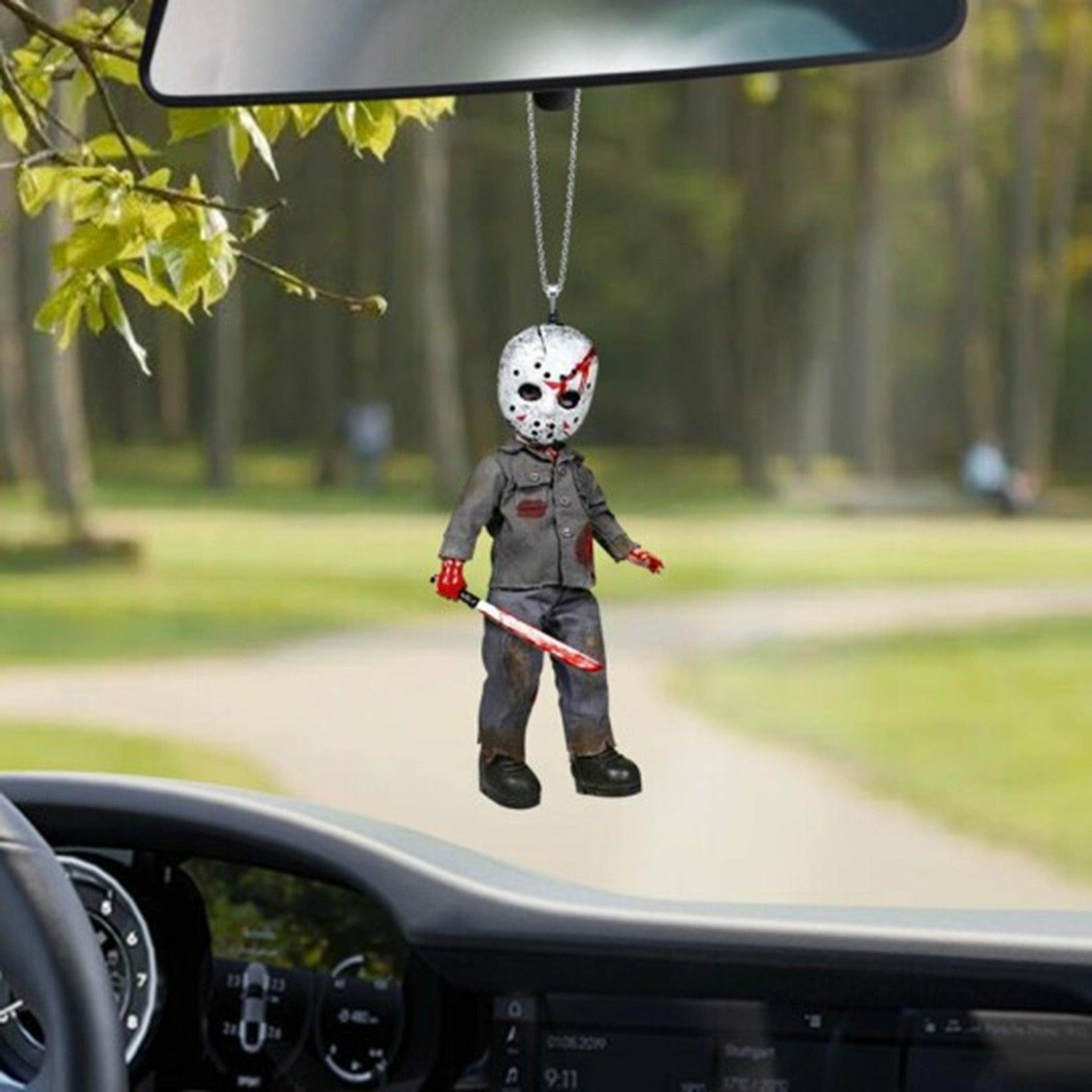 Car Rearview Mirror Pendant Creative Halloween Horror Doll Hangs Anime Figures Movie Joker Hangs Acrobatic Clown Interior Decor - KinglyDay