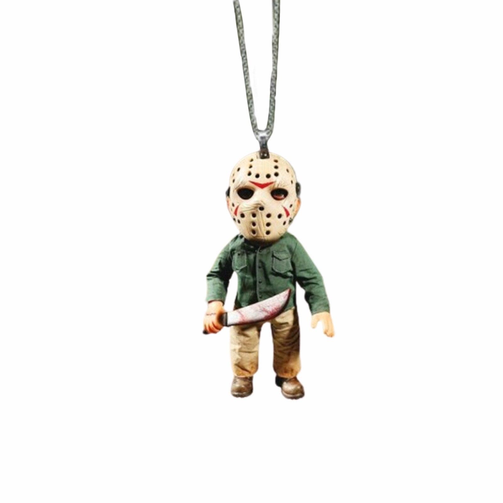 Car Rearview Mirror Pendant Creative Halloween Horror Doll Hangs Anime Figures Movie Joker Hangs Acrobatic Clown Interior Decor - KinglyDay