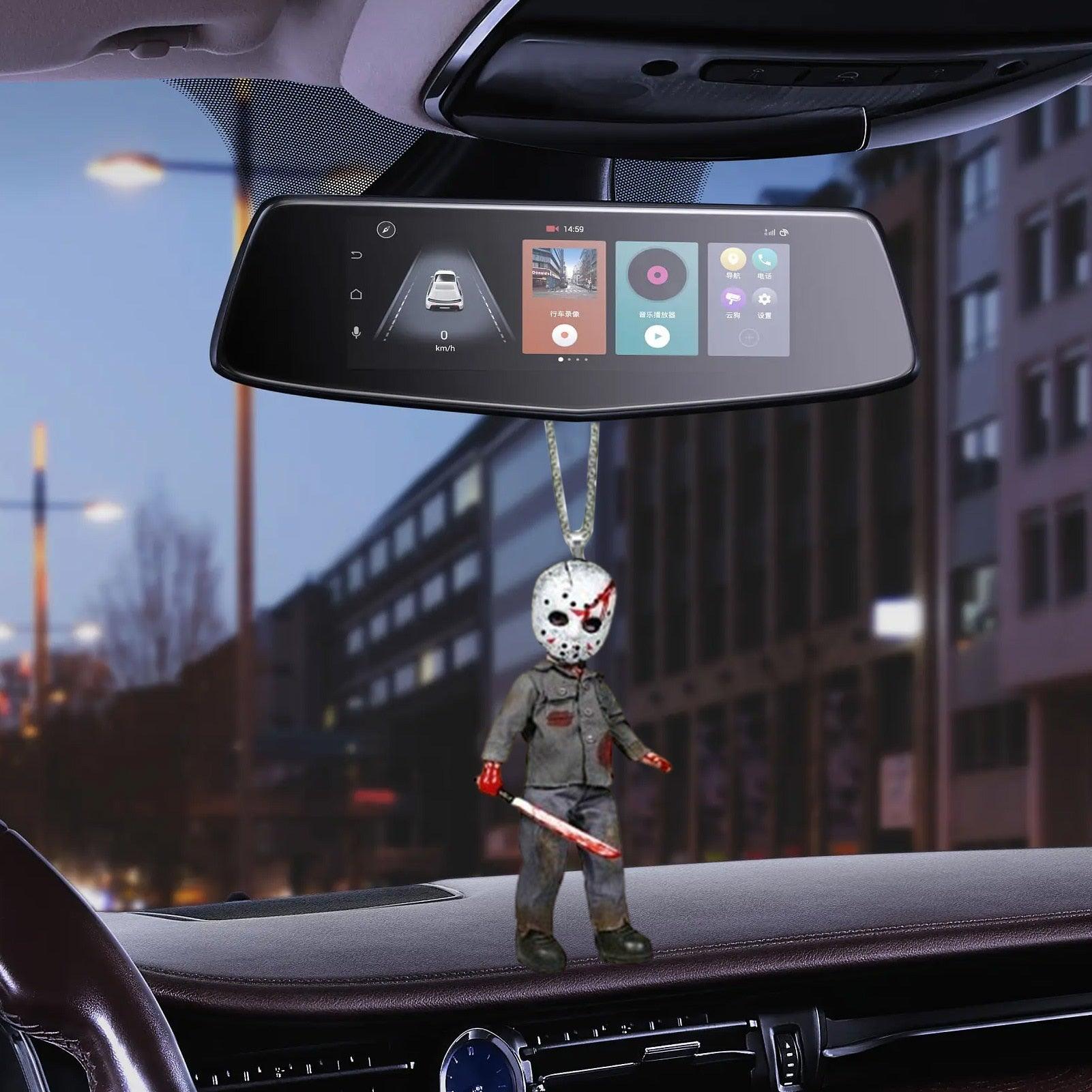 Car Rearview Mirror Pendant Creative Halloween Horror Doll Hangs Anime Figures Movie Joker Hangs Acrobatic Clown Interior Decor - KinglyDay