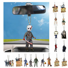 Car Rearview Mirror Pendant Creative Halloween Horror Doll Hangs Anime Figures Movie Joker Hangs Acrobatic Clown Interior Decor - KinglyDay