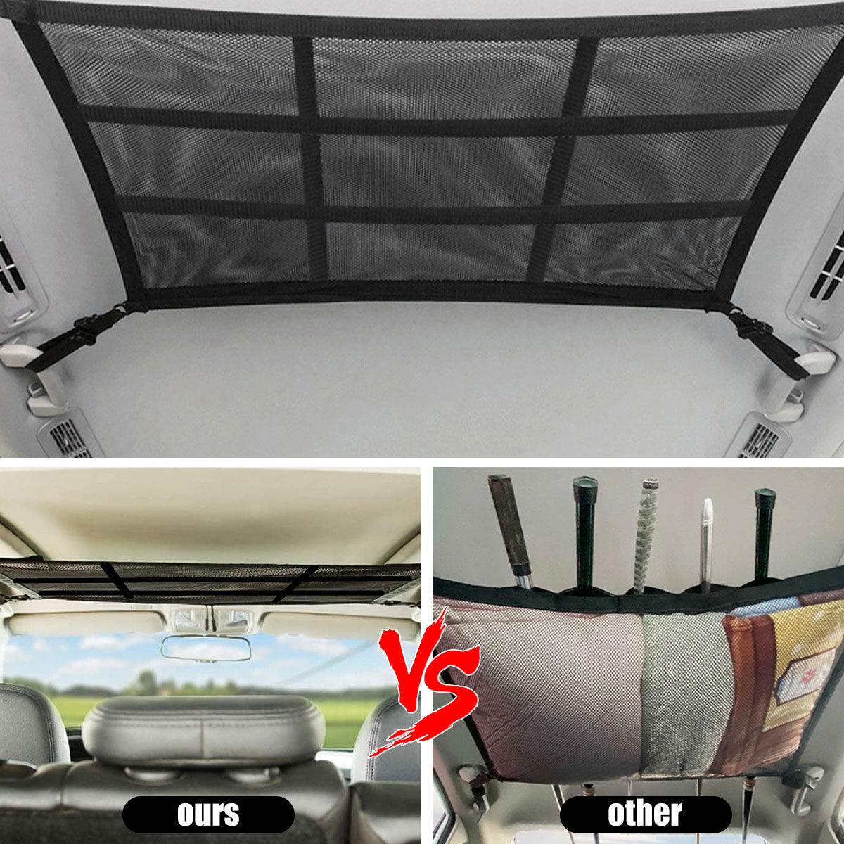 Car Roof Storage Organizer Double-Layer Mesh Car Roof Organizer Camping Storage Bag Sundries for Tent Putting Quilt Toys - KinglyDay