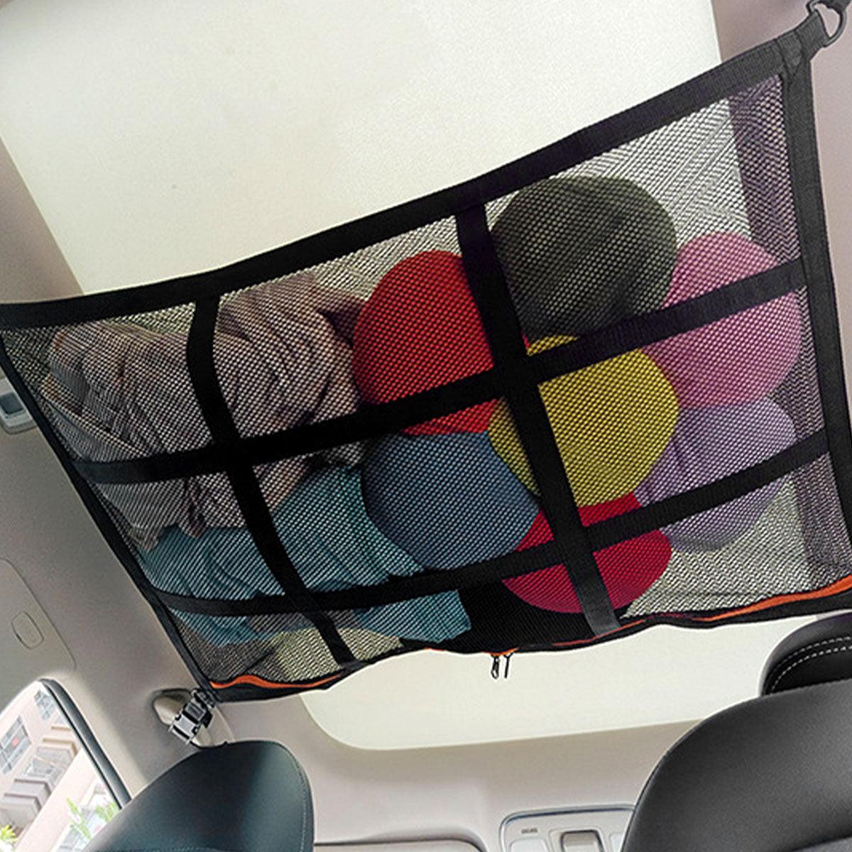 Car Roof Storage Organizer Double-Layer Mesh Car Roof Organizer Camping Storage Bag Sundries for Tent Putting Quilt Toys - KinglyDay