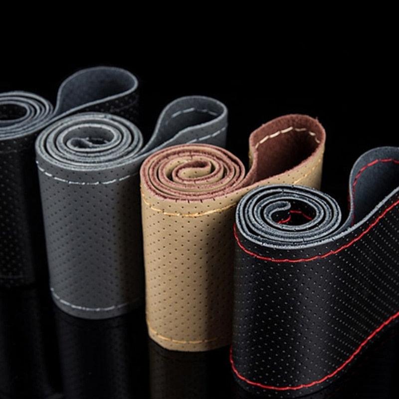 Car Steering Wheel Braid Cover Needles And Thread Artificial Leather Car Covers Suite 7 Color DIY Texture Soft Auto Accessories - KinglyDay