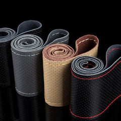 Car Steering Wheel Braid Cover Needles And Thread Artificial Leather Car Covers Suite 7 Color DIY Texture Soft Auto Accessories - KinglyDay