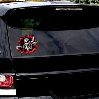 Car Stickers Decor Motorcycle Decals Skeleton Skull In The Bullet Hole Decorative Accessories Creative Waterproof PVC - KinglyDay