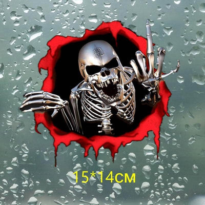 Car Stickers Decor Motorcycle Decals Skeleton Skull In The Bullet Hole Decorative Accessories Creative Waterproof PVC - KinglyDay