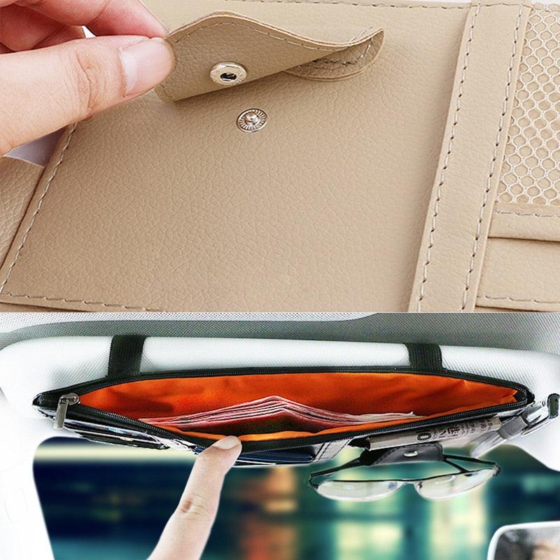 Car Styling Visor Organizer Auto Sun Visor Storage Pouch Car Organizer Sunglasses Holder Card Organizer Ticket Pocket Pen Holder - KinglyDay