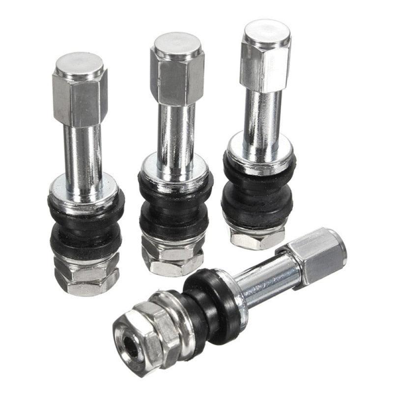 Car Tire Valve 4pcs TR48E Bolt-in Car Tubeless Wheel Tire Valve Stem Dust Cap Cover vehicle Stainless Steel Metal Straight Mouth - KinglyDay