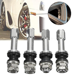 Car Tire Valve 4pcs TR48E Bolt-in Car Tubeless Wheel Tire Valve Stem Dust Cap Cover vehicle Stainless Steel Metal Straight Mouth - KinglyDay