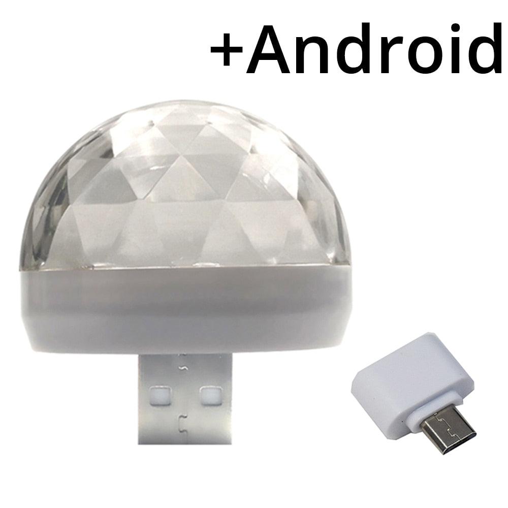 Car USB Ambient Light DJ RGB Mini Colorful Music Sound Led Apple USB Interface Holiday Party Atmosphere Interior Dome Trunk Lamp - KinglyDay