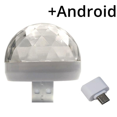 Car USB Ambient Light DJ RGB Mini Colorful Music Sound Led Apple USB Interface Holiday Party Atmosphere Interior Dome Trunk Lamp - KinglyDay