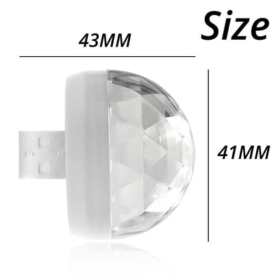 Car USB Ambient Light DJ RGB Mini Colorful Music Sound Led Apple USB Interface Holiday Party Atmosphere Interior Dome Trunk Lamp - KinglyDay