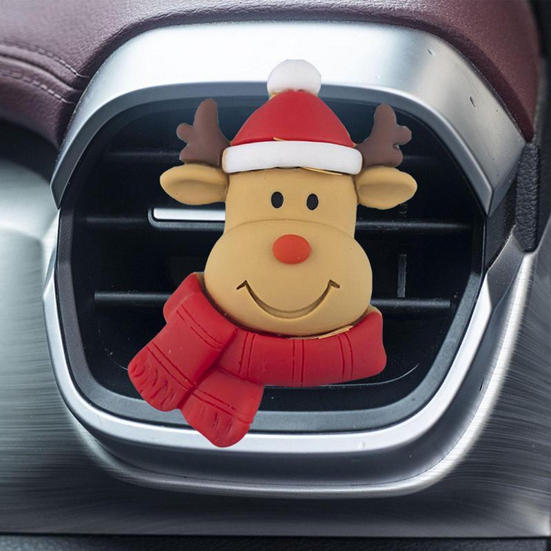 Christmas Car Air Freshener Santa Cute Deer Car Fragrance Air Outlet Decorations Automotive Vent Clips Scent Diffuser Nice Gifts - KinglyDay