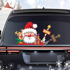 Christmas Car Rear Window Wiper Stickers 3D Santa Claus Waving Arm Wiper Decal Waterproof Rear Windshield Decal Xmas Stickers - KinglyDay