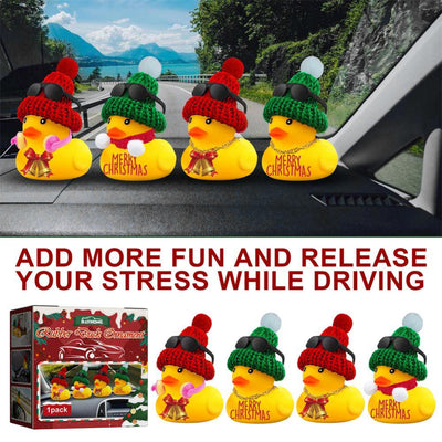 Christmas Car Yellow Duck Ornaments Duck Car Dashboard Decorative Sunglasses Necklace Ornaments Interior Auto Accessories Decor - KinglyDay