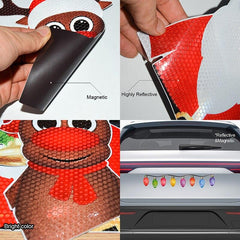 Christmas Decoration Car Sticker Magnetic Decal Refrigerator Magnets Light Bulb Santa Claus Snowman Reflective Sticker Car Decor - KinglyDay