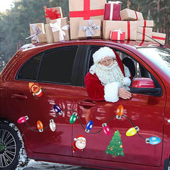 Christmas Decoration Car Sticker Magnetic Decal Refrigerator Magnets Light Bulb Santa Claus Snowman Reflective Sticker Car Decor - KinglyDay