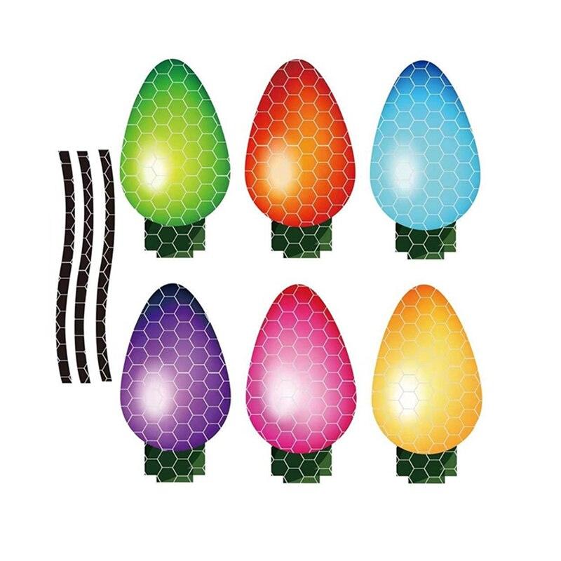 Christmas Decoration Car Sticker Magnetic Decal Refrigerator Magnets Light Bulb Santa Claus Snowman Reflective Sticker Car Decor - KinglyDay