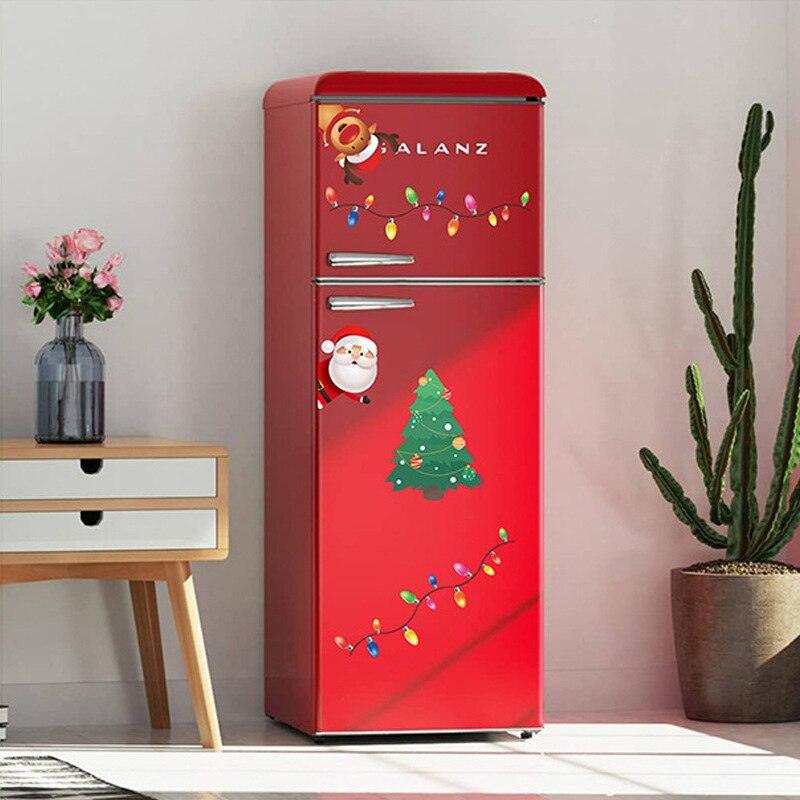 Christmas Decoration Car Sticker Magnetic Decal Refrigerator Magnets Light Bulb Santa Claus Snowman Reflective Sticker Car Decor - KinglyDay