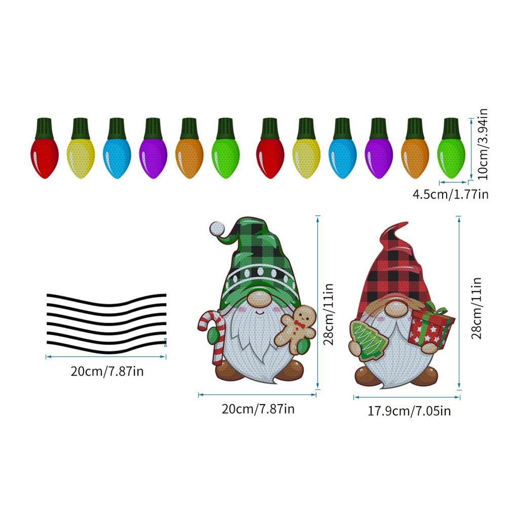 Christmas Decoration Magnetic Car Stickers Decals Refrigerator Magnets Bulb Santa Snowman Dwarf Reflective Sticker for Car Home - KinglyDay
