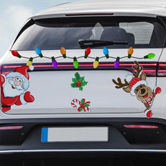 Christmas Decoration Magnetic Car Stickers Decals Refrigerator Magnets Bulb Santa Snowman Dwarf Reflective Sticker for Car Home - KinglyDay