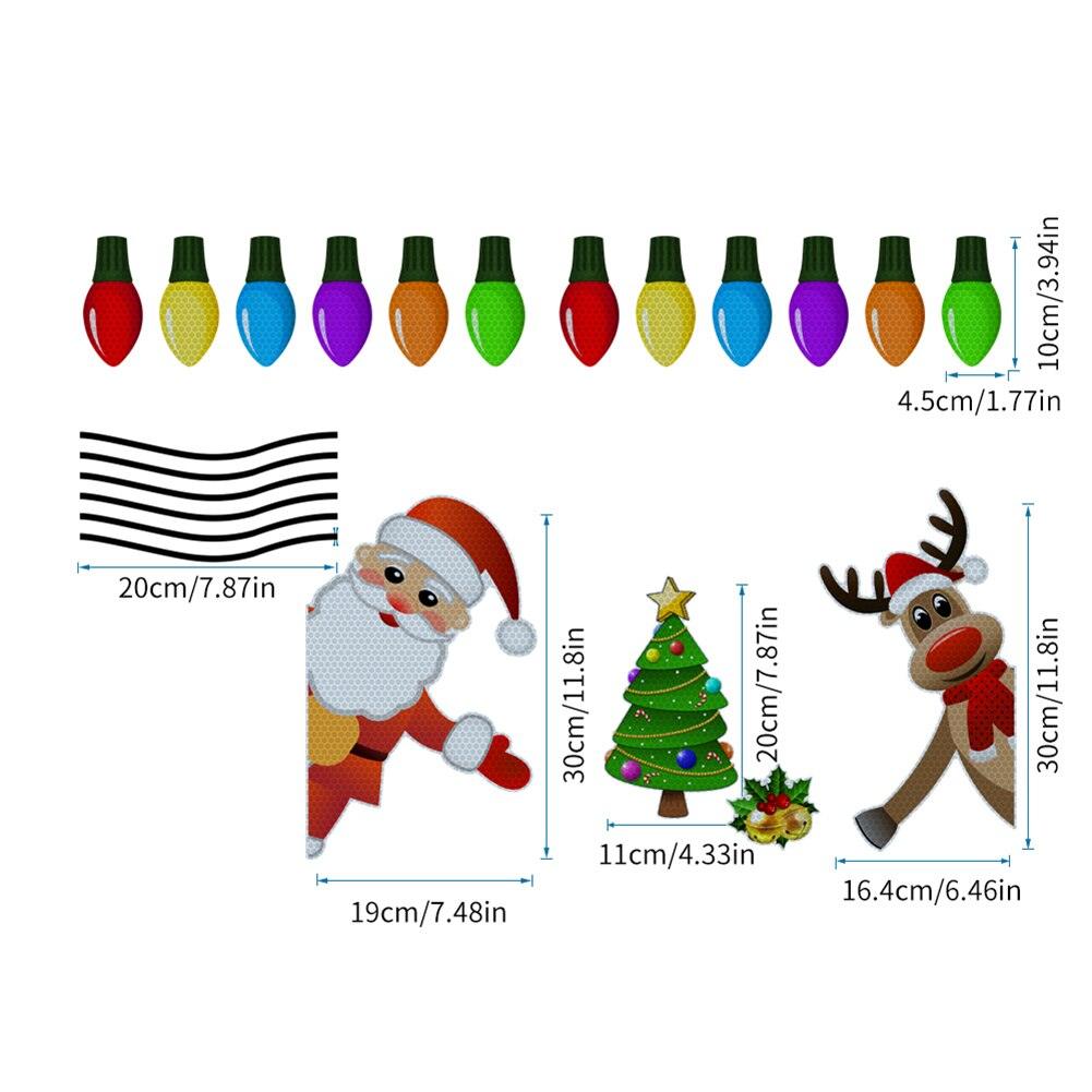 Christmas Decoration Magnetic Car Stickers Decals Refrigerator Magnets Bulb Santa Snowman Dwarf Reflective Sticker for Car Home - KinglyDay