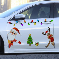 Christmas Decoration Magnetic Car Stickers Decals Refrigerator Magnets Bulb Santa Snowman Dwarf Reflective Sticker for Car Home - KinglyDay