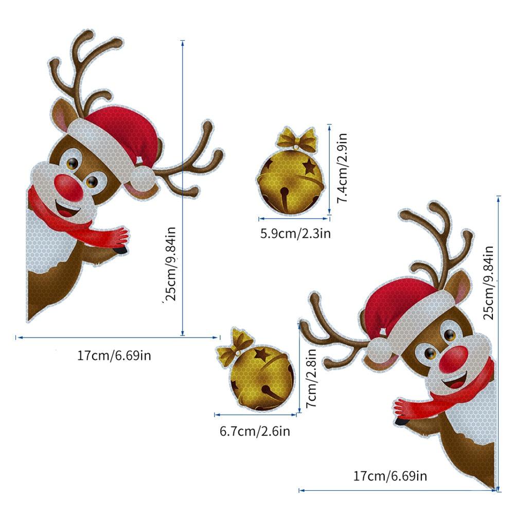 Christmas Decoration Magnetic Car Stickers Decals Refrigerator Magnets Bulb Santa Snowman Dwarf Reflective Sticker for Car Home - KinglyDay
