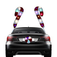 Christmas Reindeer Antlers For Car Light Up Cane Reindeer Antlers And Rudolph Nose Kit Red And White Automotive Ornaments - KinglyDay