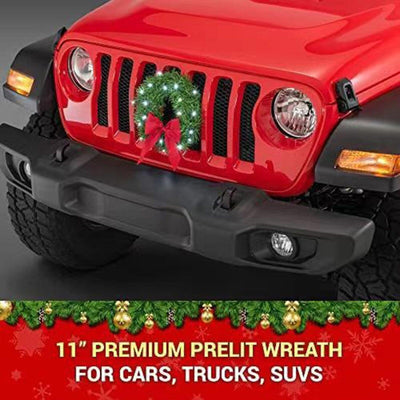 Christmas Wreath For Car Christmas Car Wreath Accessories Christmas Decor Easily Mounts To Car Or Truck Front Grille - KinglyDay