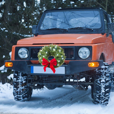 Christmas Wreath For Car Christmas Car Wreath Accessories Christmas Decor Easily Mounts To Car Or Truck Front Grille - KinglyDay