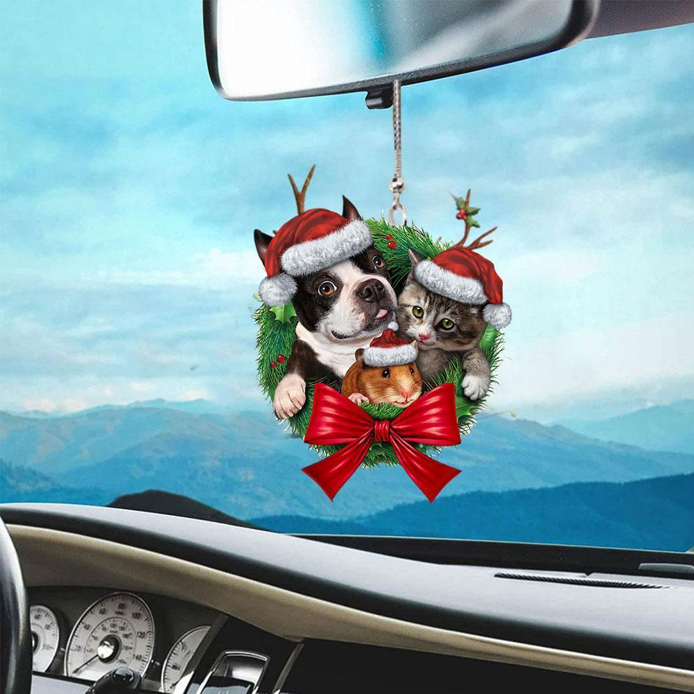 Creative Car Cat Puppy Pendant Car Christmas Pendant Decoration Car Hanging Ornament Cute Cat Puppy Pendant - KinglyDay