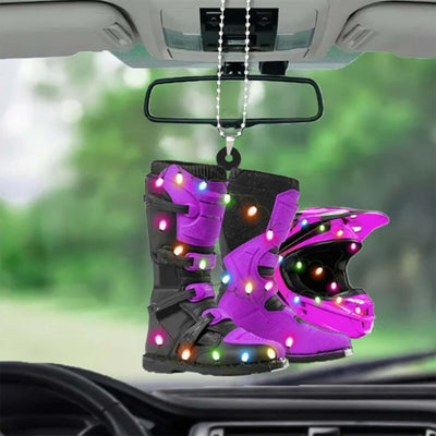 Creative Motor Boots Helmet Christmas Hanging Ornament For Car Rear View Mirror Decoration Ornament Navidad Xmas Gift 2023 - KinglyDay