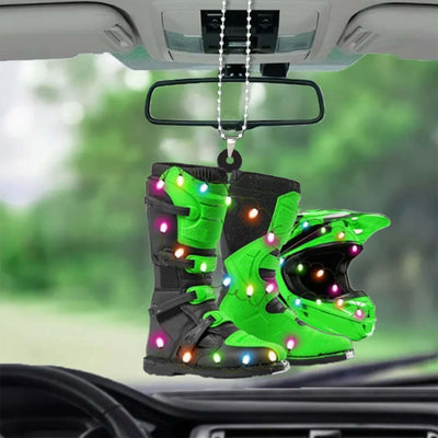 Creative Motor Boots Helmet Christmas Hanging Ornament For Car Rear View Mirror Decoration Ornament Navidad Xmas Gift 2023 - KinglyDay