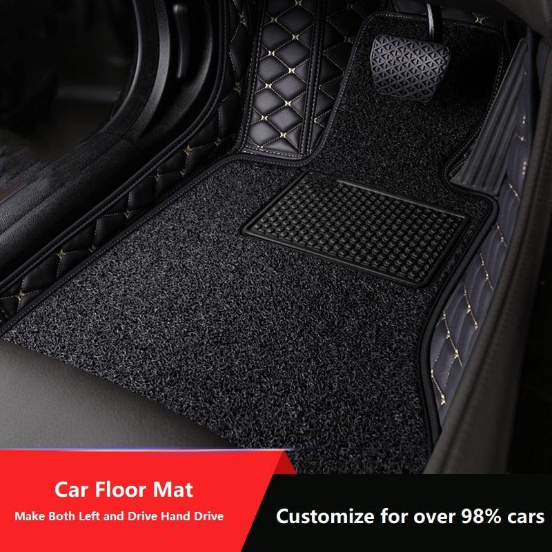 Custom Made Car Floor Mat For Over 98% Cars ECO Diomand Leather with Carpet Full Set 5 Seats Left and Right Hand Drive - KinglyDay