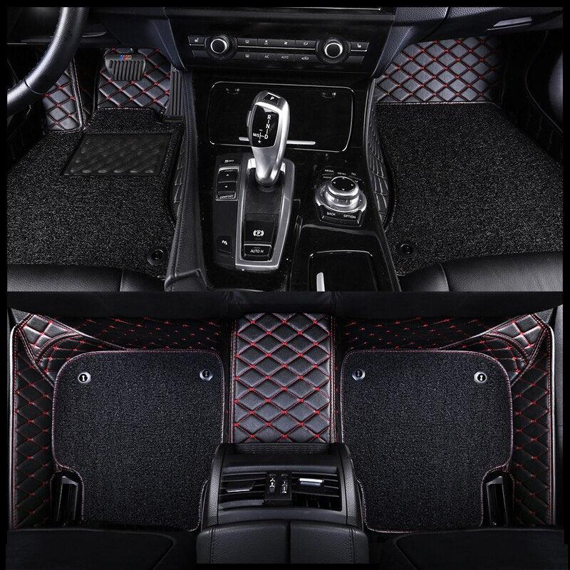 Custom Made Car Floor Mat For Over 98% Cars ECO Diomand Leather with Carpet Full Set 5 Seats Left and Right Hand Drive - KinglyDay